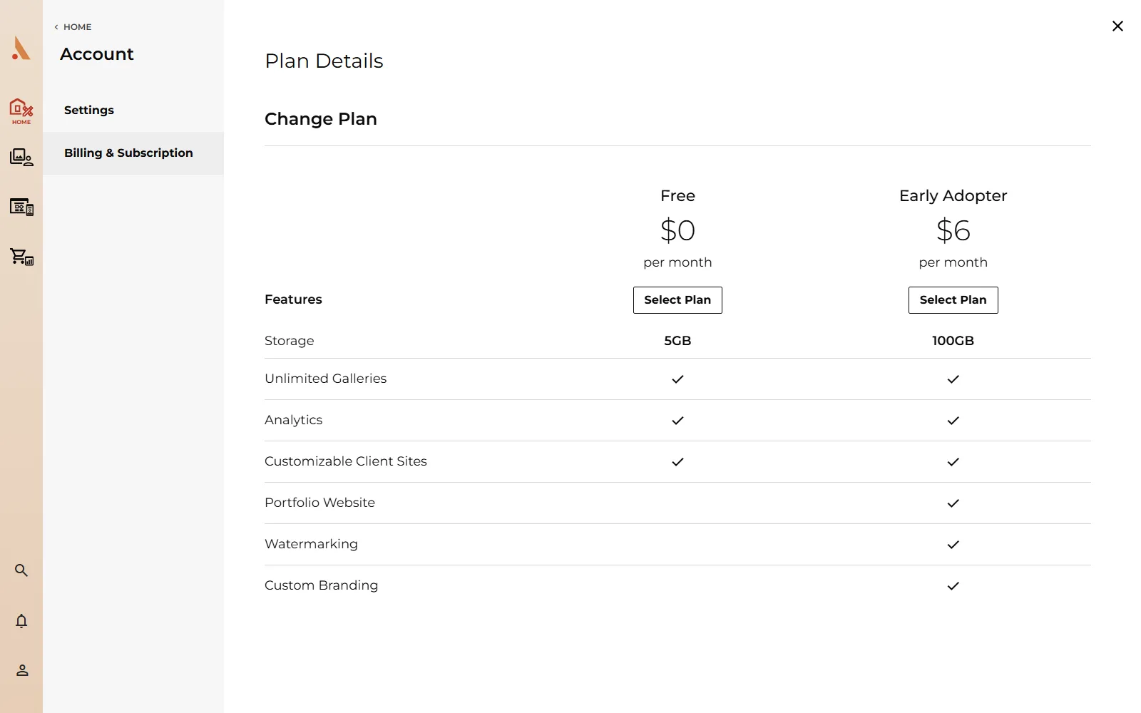 The Plan Details viewer comparing plan features