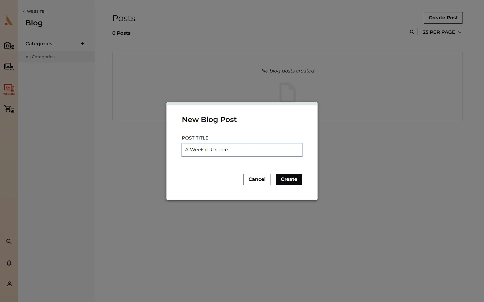 The New Blog Post modal