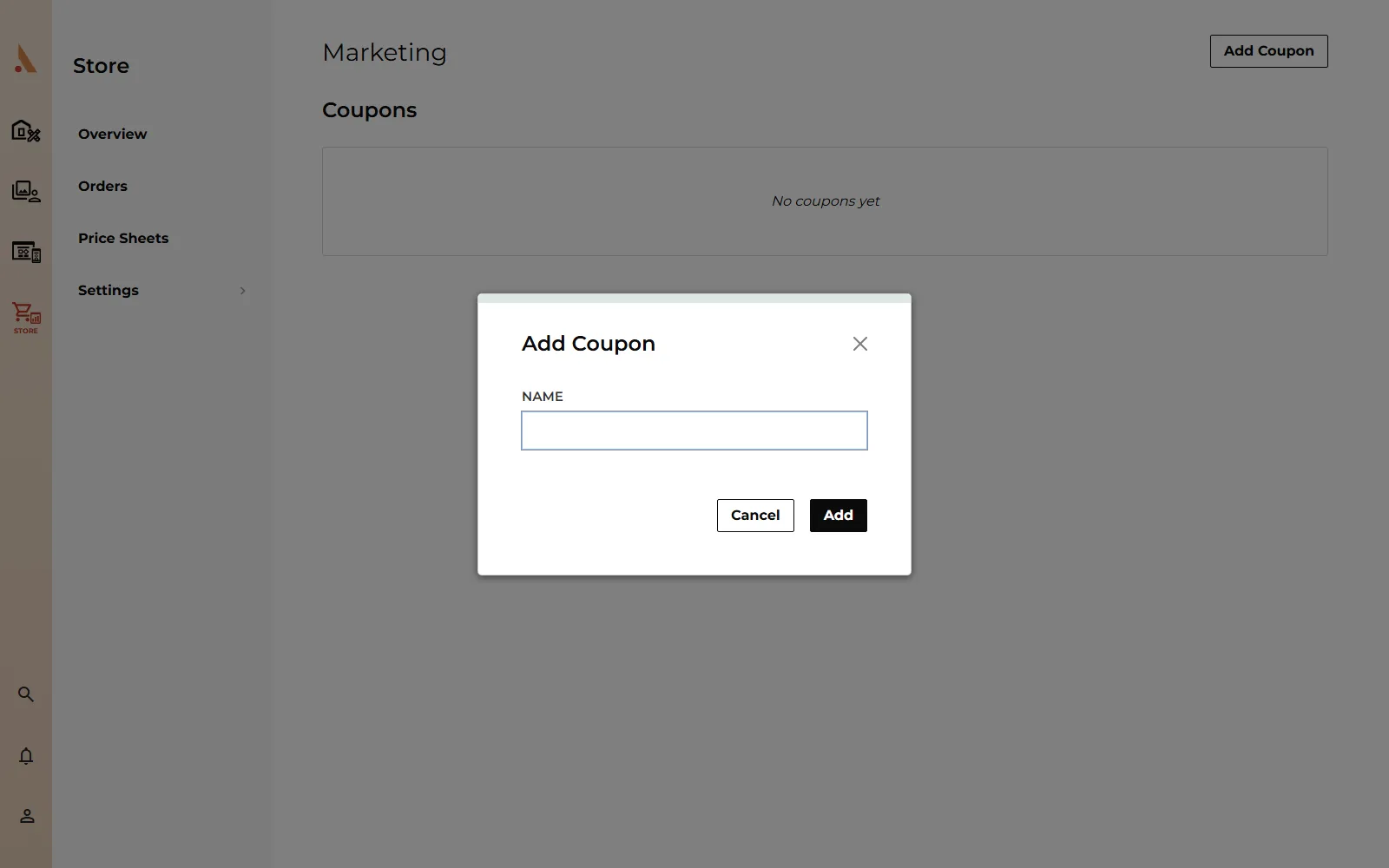 The Add Coupon modal