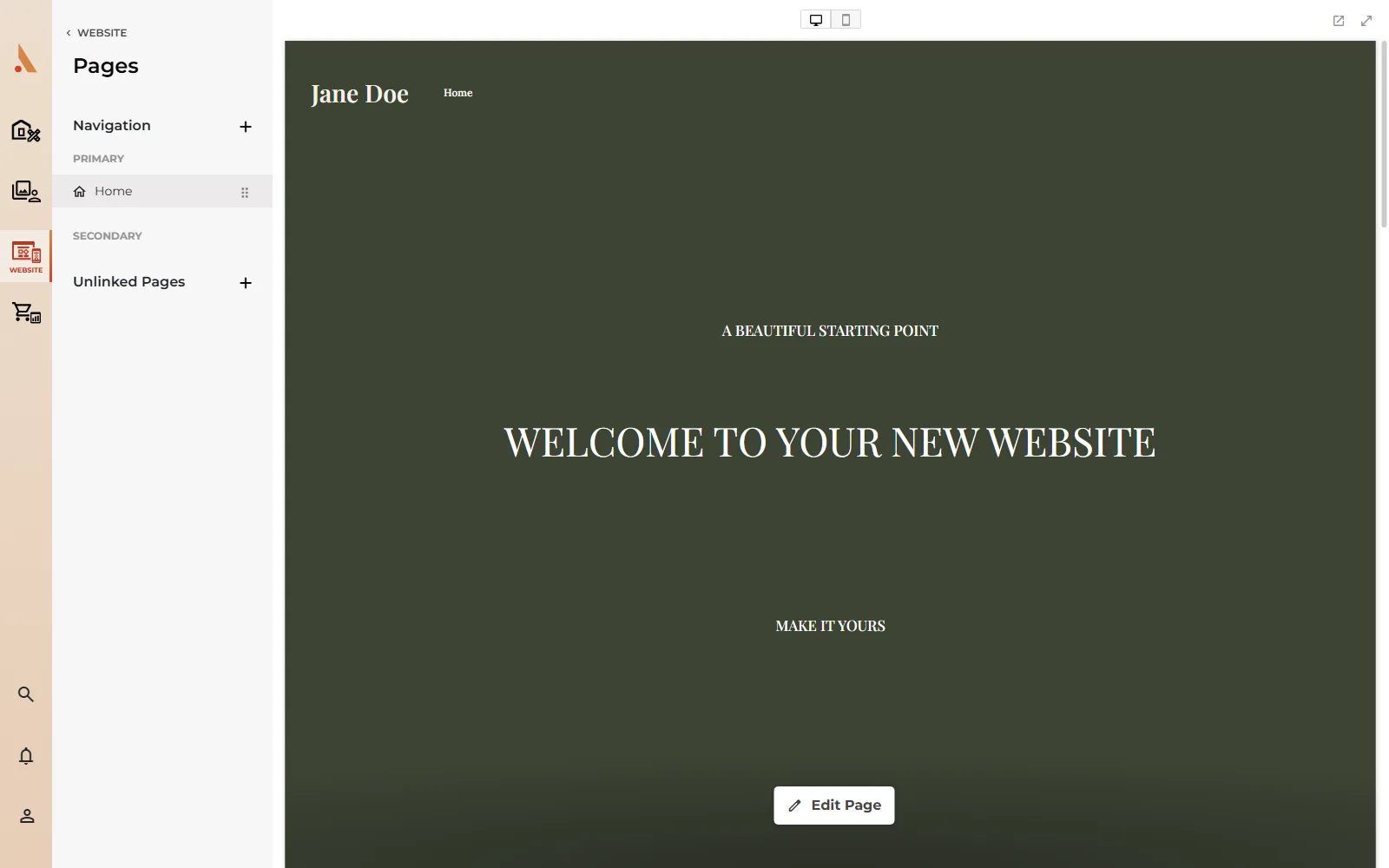 A page in preview mode with the Edit Page button